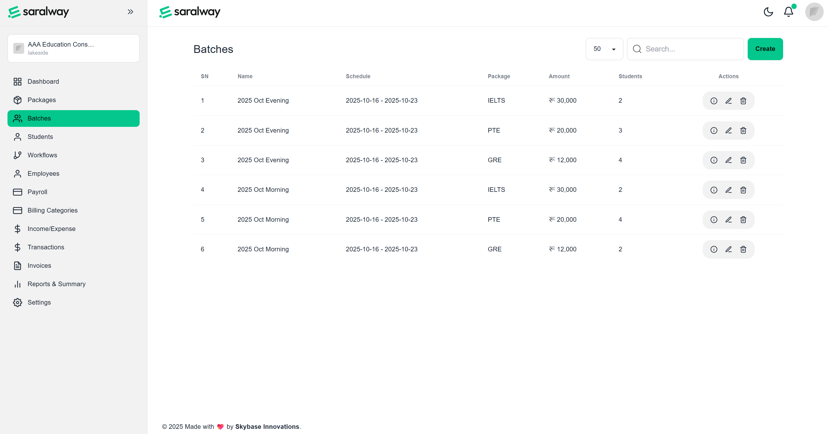 Batch Management of Saralway 