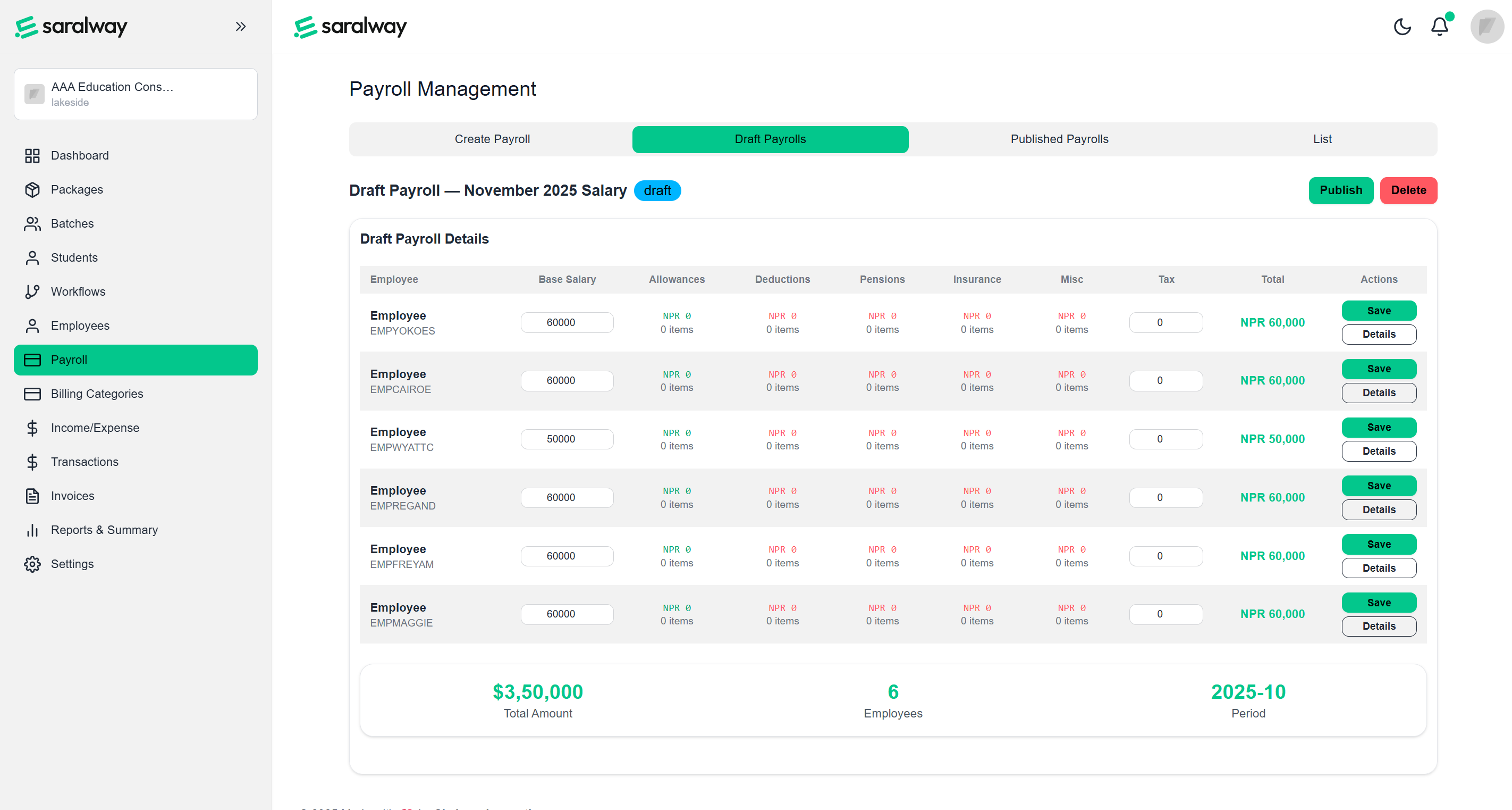 Expenses overview illustration of saralway 
