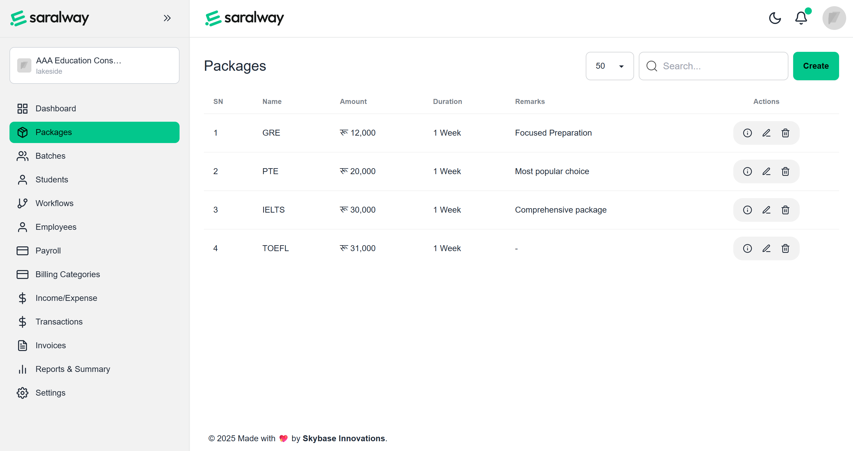 Package Management of Saralway 