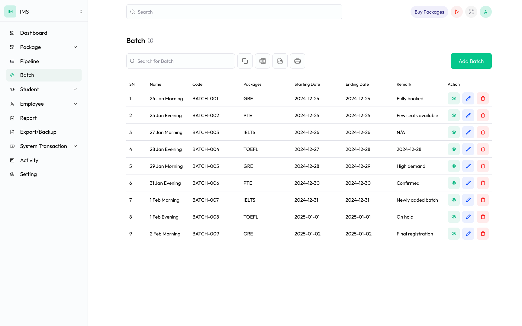 Batch Management of Saralway 