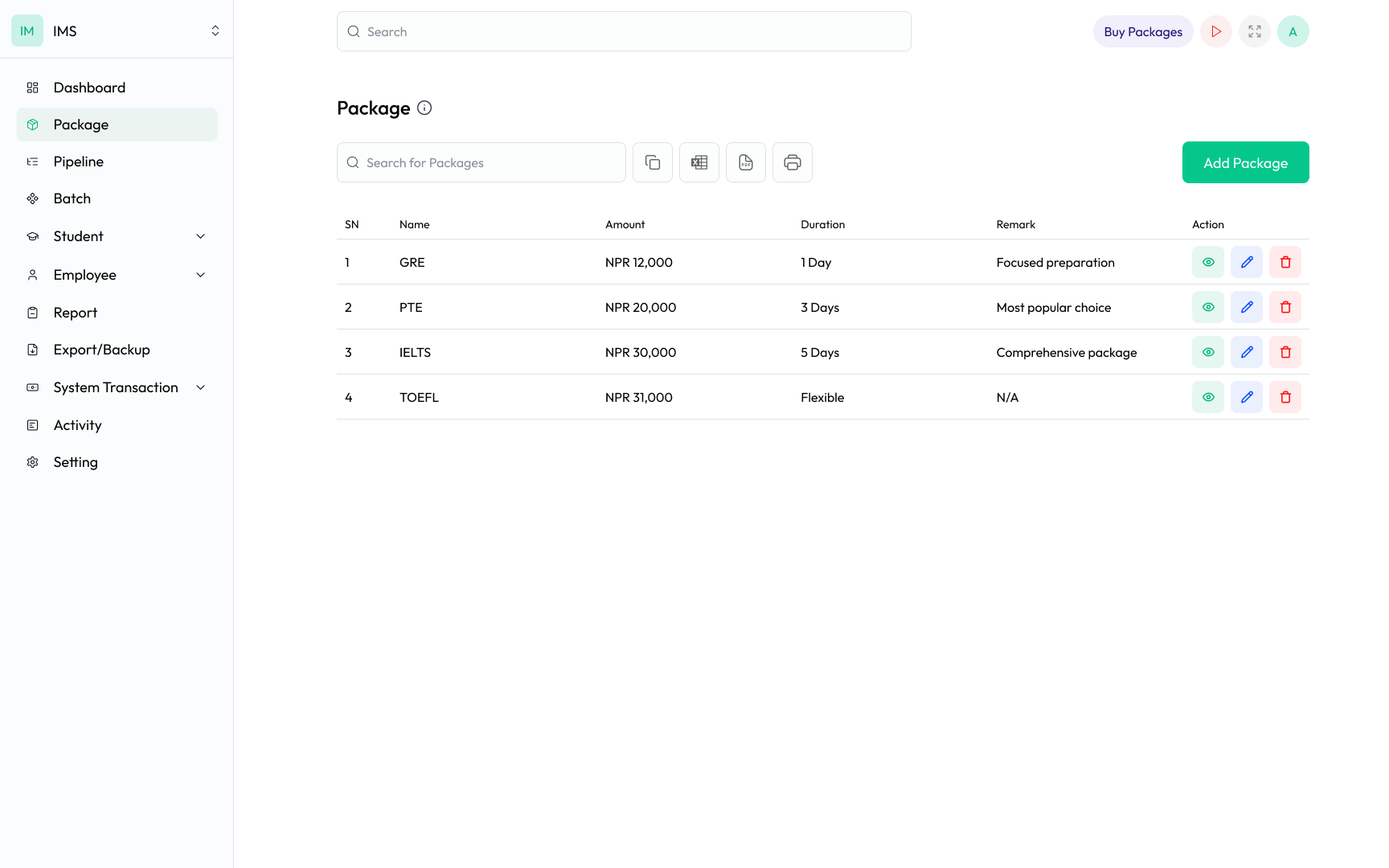 Package Management of Saralway 